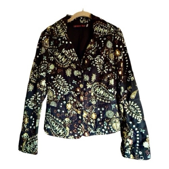 Johnny Was Jackets & Blazers - JOHNNY WAS Black Floral Embroidered Jacket, ELEGANT! Size M (slim fit)